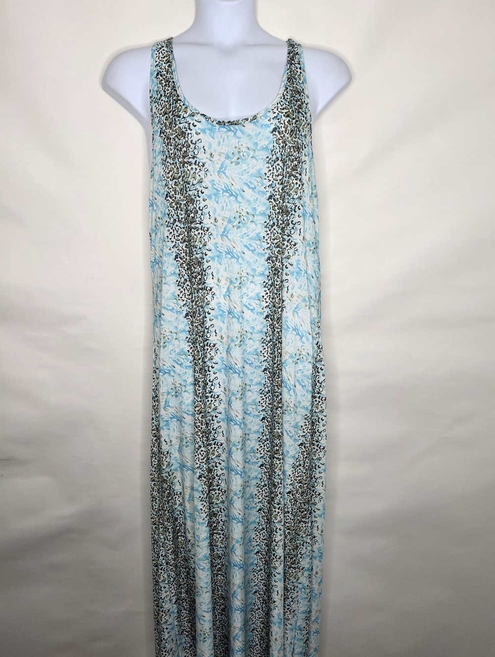 Plus Size Racer Back Maxi Tank Dress 3X Semi-Sheer Stretch Cotton Blend Summer